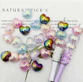 Chunky AV Glitter Heart Beads (5pcs)-Q22